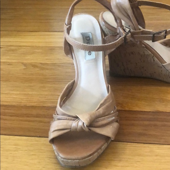 Dune London Tan Knotted Wedges - Picture 2 of 7